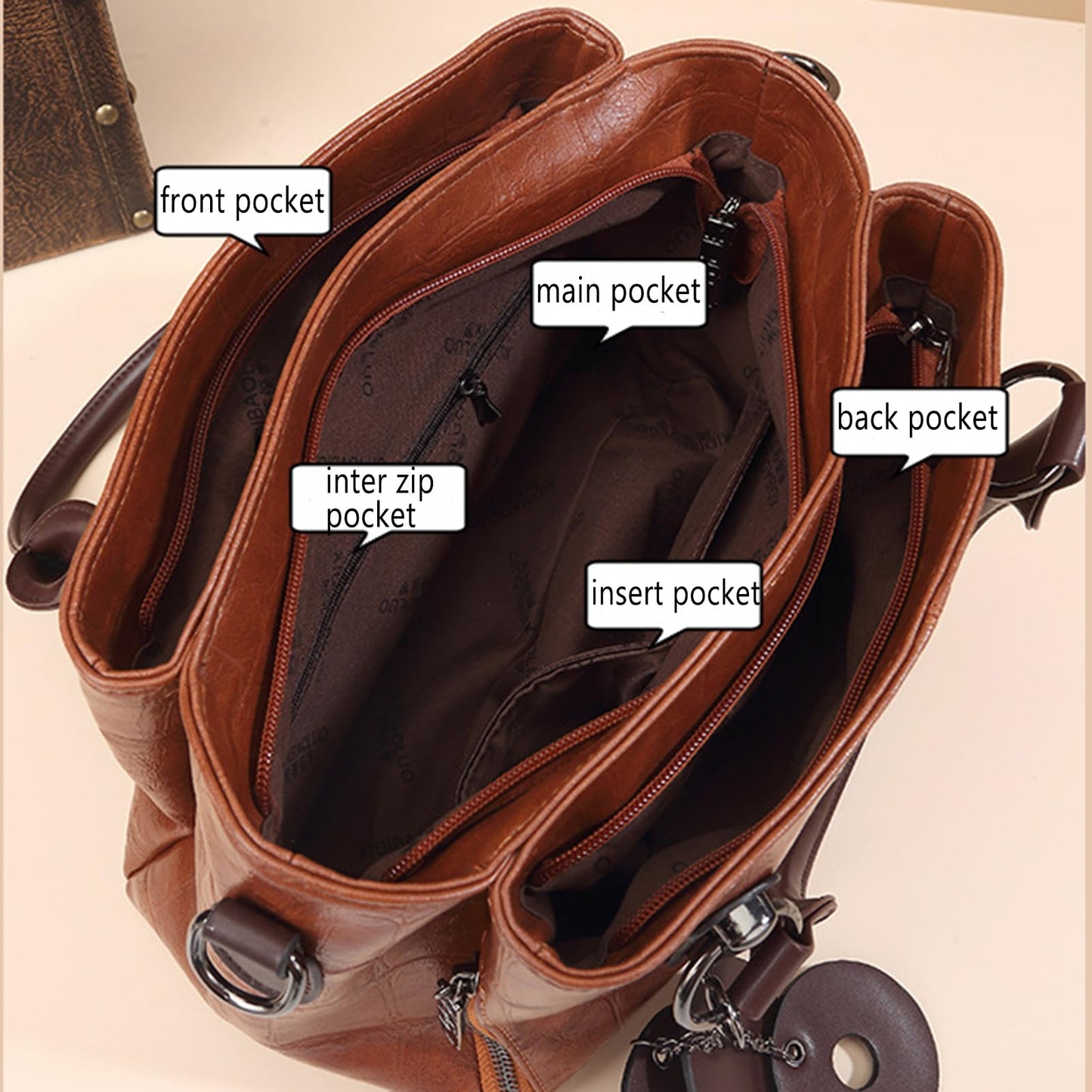 mcuvaec Handbags and Purses for women Vegan Leather Tote Bag for Women Satchel Shoulder Bags Travel Purse with Compartments (Brown)