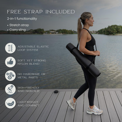 FFLLOOWW Premium Non Slip PU Yoga Mat 72.8” x 26.8” 4.5mm – Eco Friendly Natural Rubber Exercise Mat for Hot Yoga, Pilates & Home Workout with Carry Strap