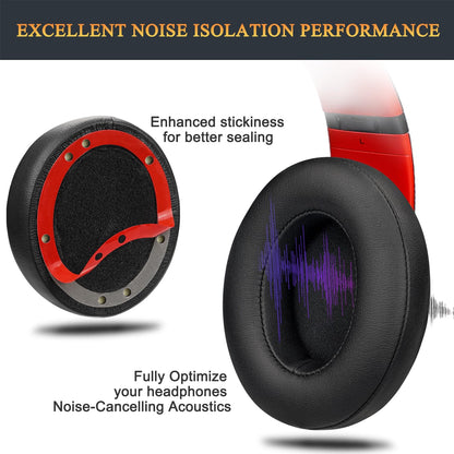 SoloWIT Replacement Ear Pads Cushions for Beats Studio 2 & Studio 3 Wired/Wireless Over-Ear Headphones, Earpads with Soft Protein Leather, Noise Isolation Memory Foam (Black)