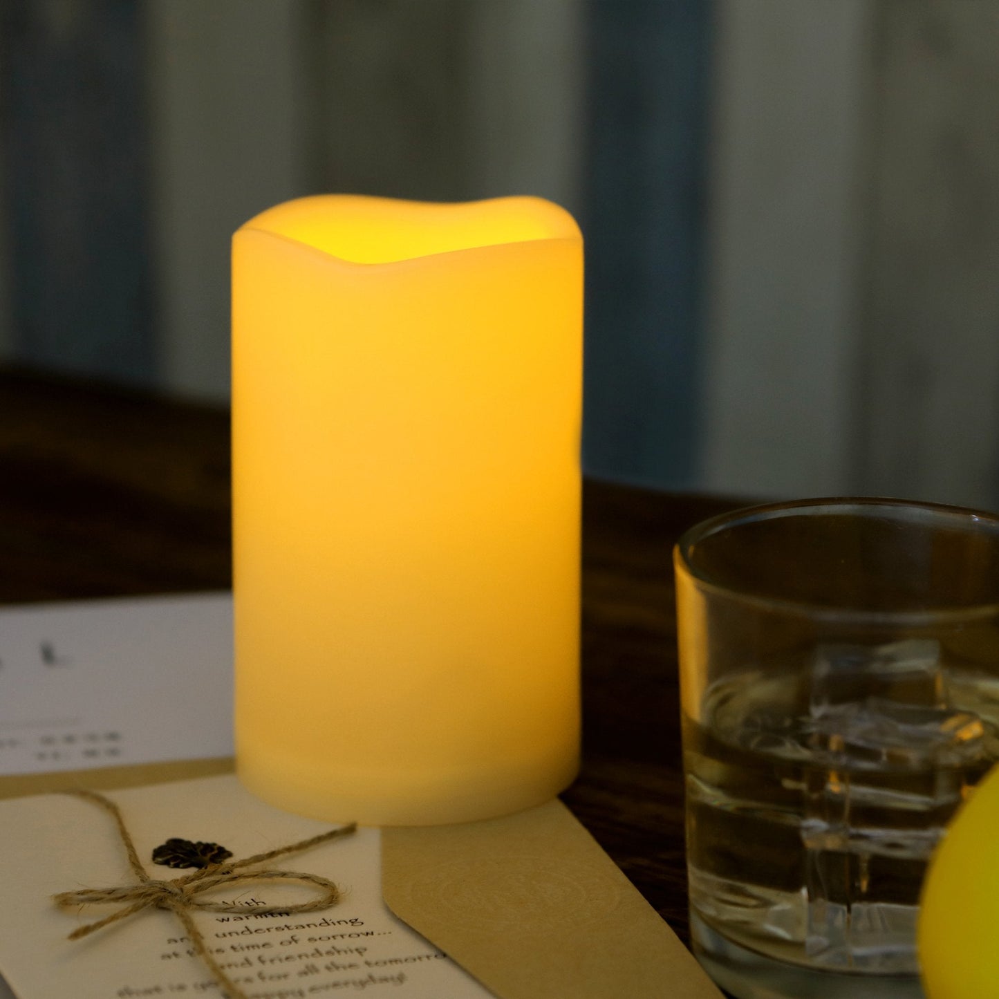 Waterproof Outdoor Flameless LED Candles - with Remote and Timer Realistic Flickering Battery Operated Electric Plastic Resin Pillar Candles for Christmas Decoration 2-Pack 3”x5”