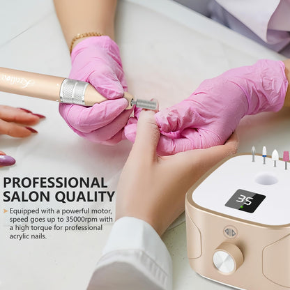 Kredioo Nail Drill Professional Electric 35000RPM Nail Drill Machine Kit Remove Gel Nails Acrylic Polish Thick Toe with 11 Sanding Bits E File Set