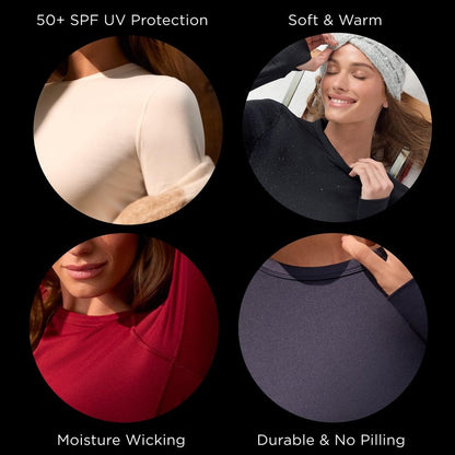 Cuddl Duds Womens Heavyweight Fleece 2 Piece Long Sleeve Thermal Underwear Set – Shirt & Leggings Base Layer for Cold Weather – Winter Clothing Long Johns Lounge Sets for Women, Black, XS
