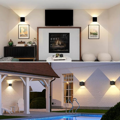 4 Pack 20W Exterior Lights for House,Up and Down Lights Outdoor Sconces Wall Lighting Fixtures Wall Mount - ETL Listed,3000K/4000K/6500K Indoor Wall Sconces Black Modern Outdoor Wall Lights 4.72-Inch