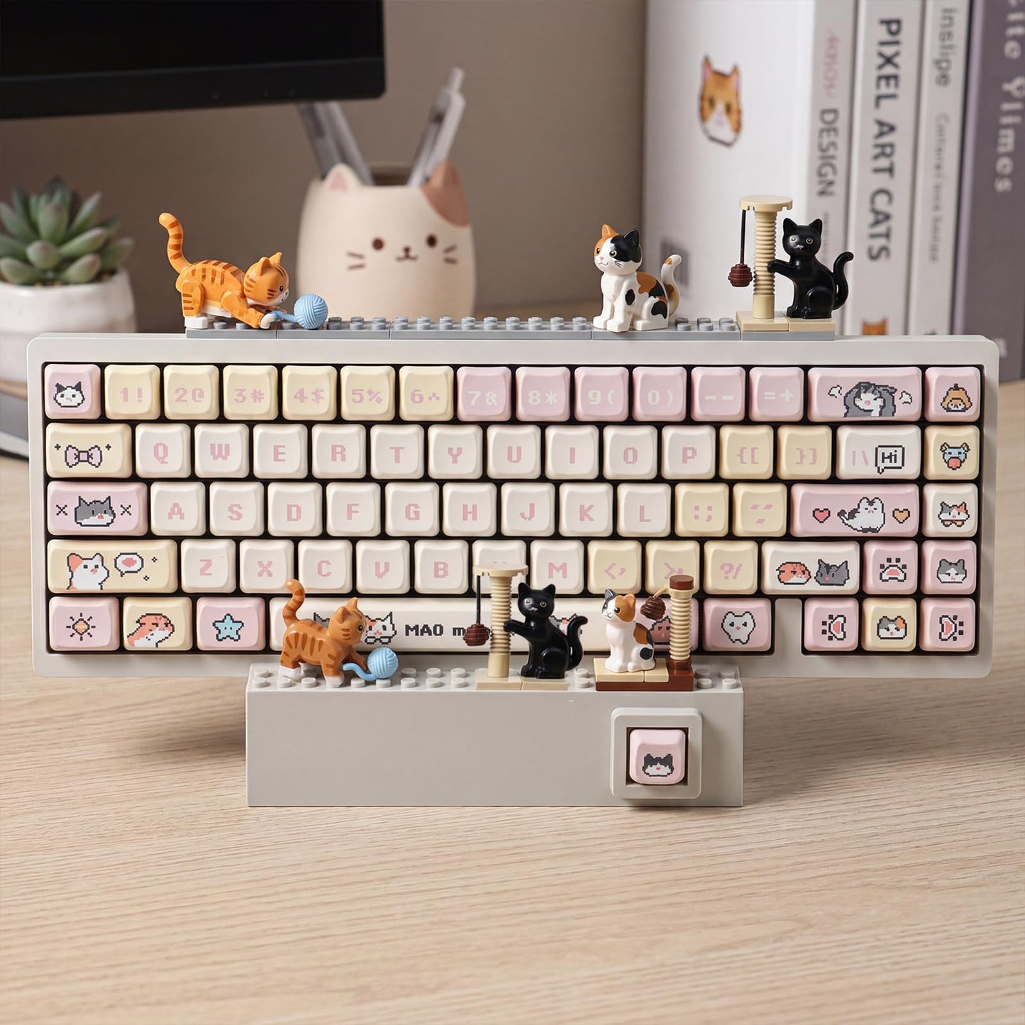 Hyekit Keyboard Display Stand | DIY Buildable ABS Mechanical Keyboard Storage Holder with 2 Replaceable Front Panels | Showcase for Building Bricks | Ideal Desk Setup Decor for Gamers and Enthusiasts
