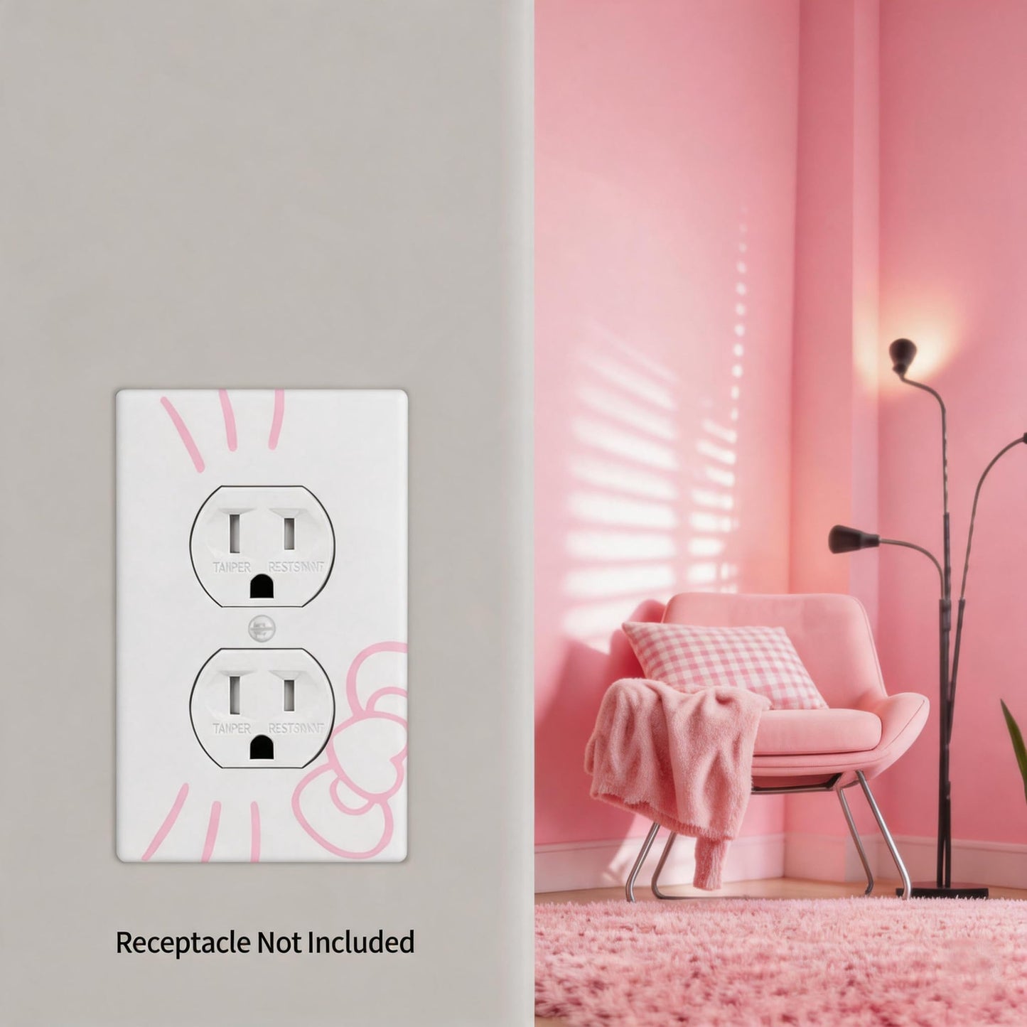 Cute Duplex Outlet Covers, Kawaii Wall Decor, Pink Light Switch Cover Wall Plate, Bedroom Decorative, for Fans Girls Kids Birthday Christmas Valentine's Day Gifts, White, 2pcs