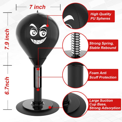 Desktop Punching Bag with Suction Cup - Punch Away Stress, Heavy Duty Office Desk Stress Ball for Adults & Kids, Fun Boxing Toy for Coworkers, Friends