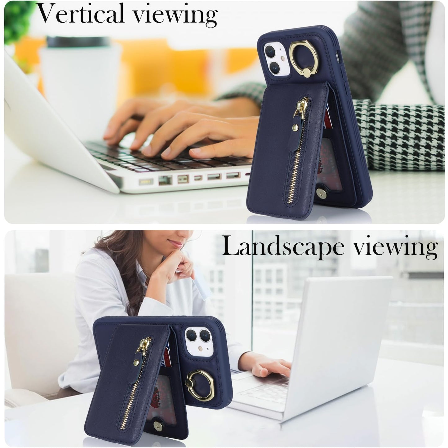 DEYHU for iPhone 12 Mini Phone case with Card Holder with Compatible magsafe Magnetic, Key Chain PU Leather Flip Kickstand Detachable 2-in-1 Wallet case for Apple12Mini Women Men-Dark Blue