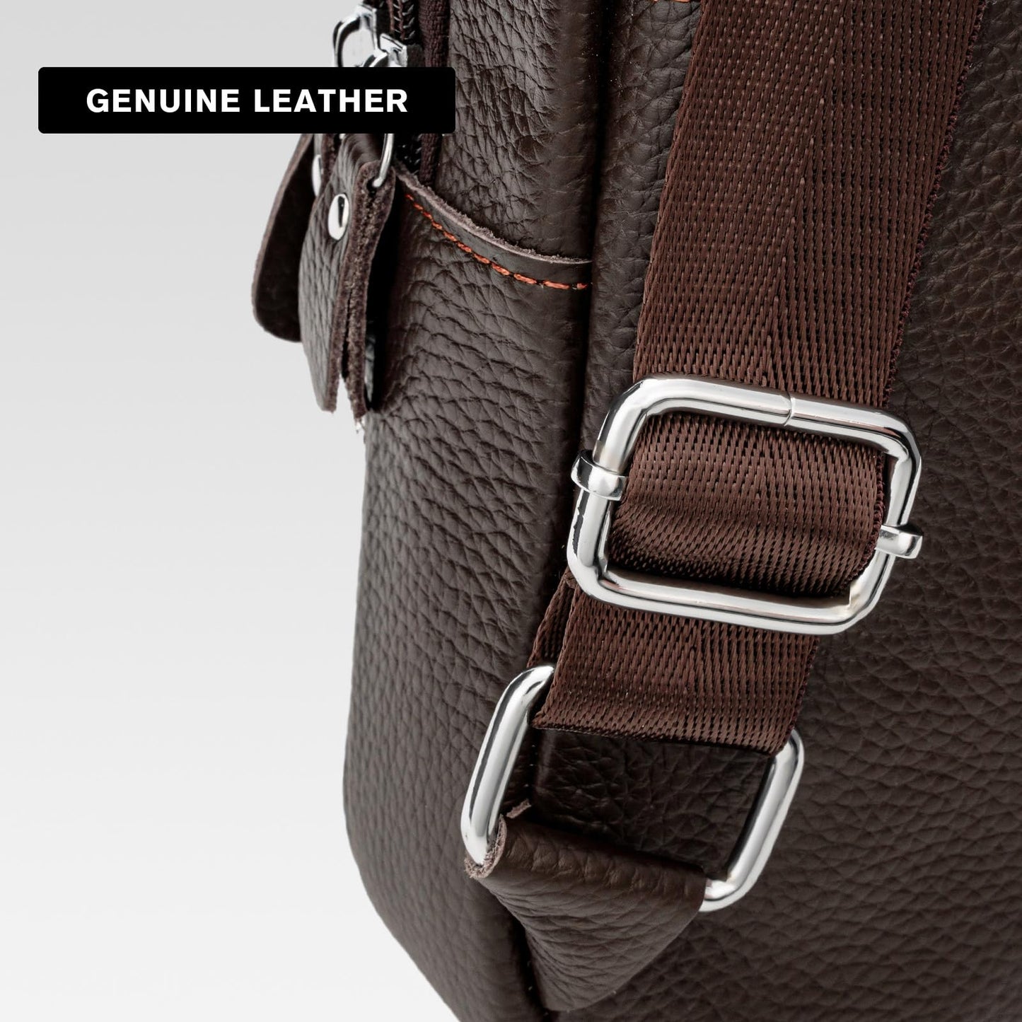 molshine Genuine Leather Sling Crossbody Bag,Fashion Chest,Casual Shoulder Bag for Men Women Work Travel Cycling HB024 (Brown)
