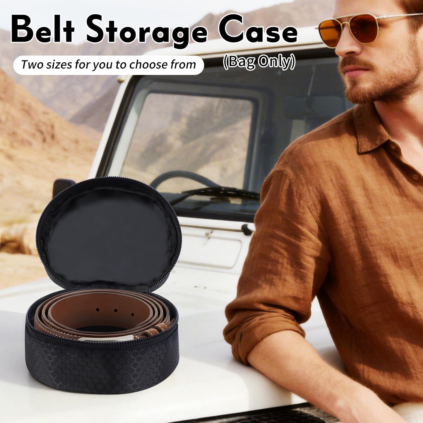 TUSIASC Belt Organizer Case,Travel Belt Storage Holder for Closet Drawer,Display Case for Belts,Ties,Portable Container Storage Holder,Height 2.6inch(Bag Only)