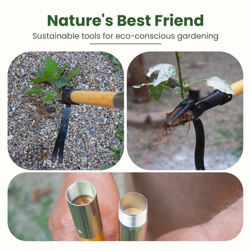 Boliz 46” Detachable Weed Puller Tool Stand up Heavy Duty with 4-Claw Steel Head, Real Bamboo Garden Weed Pulling Tool, Weed Remover Tool Without Bending