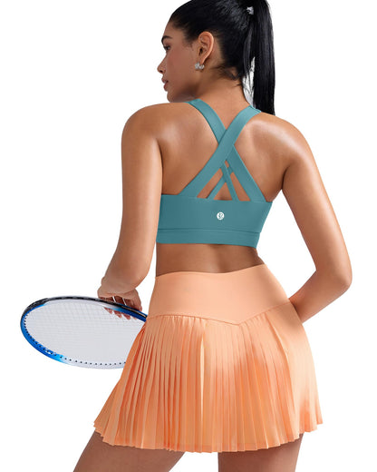 RUNNING GIRL Sports Bra for Women, Criss-Cross Back Padded Strappy Sports Bras Medium Support Yoga Bra with Removable Cups