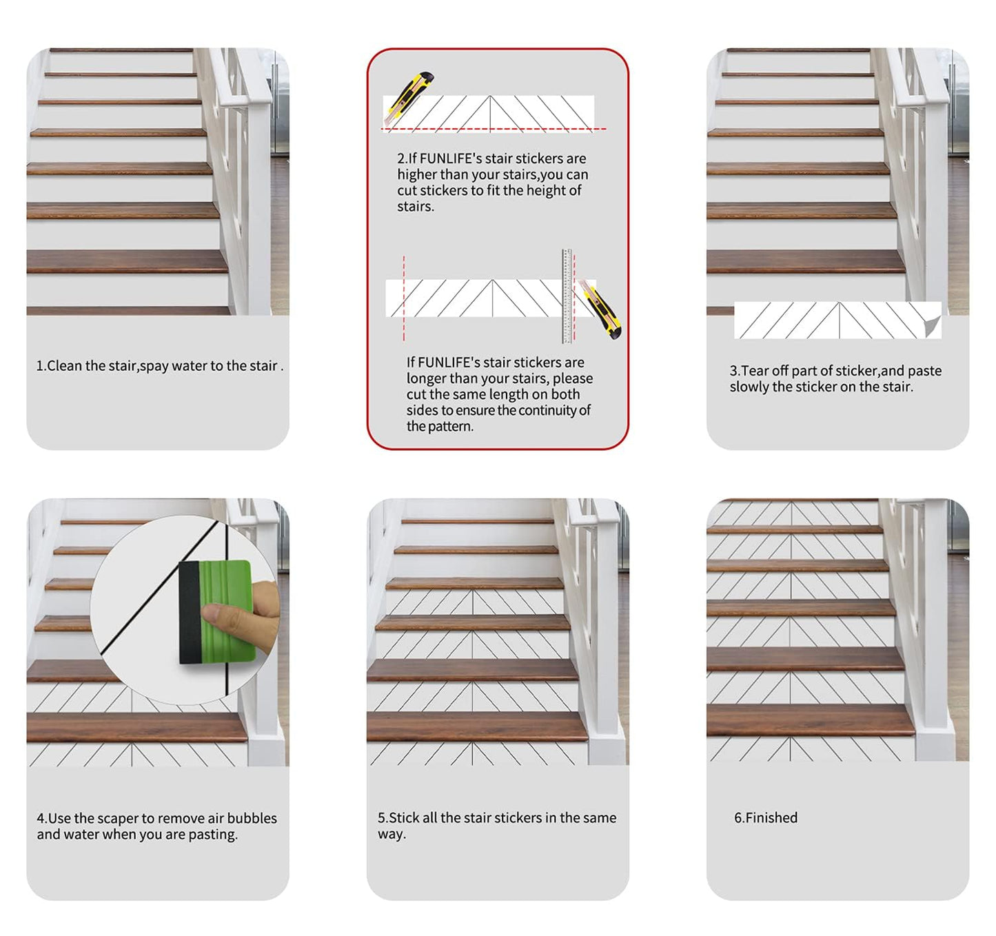 funlife Stair Riser Decals Peel and Stick, 14 PCS Self Adhesive Boho Vinyl Stair Stickers, 39.37"X7.09", Yellow Brown Moroccan