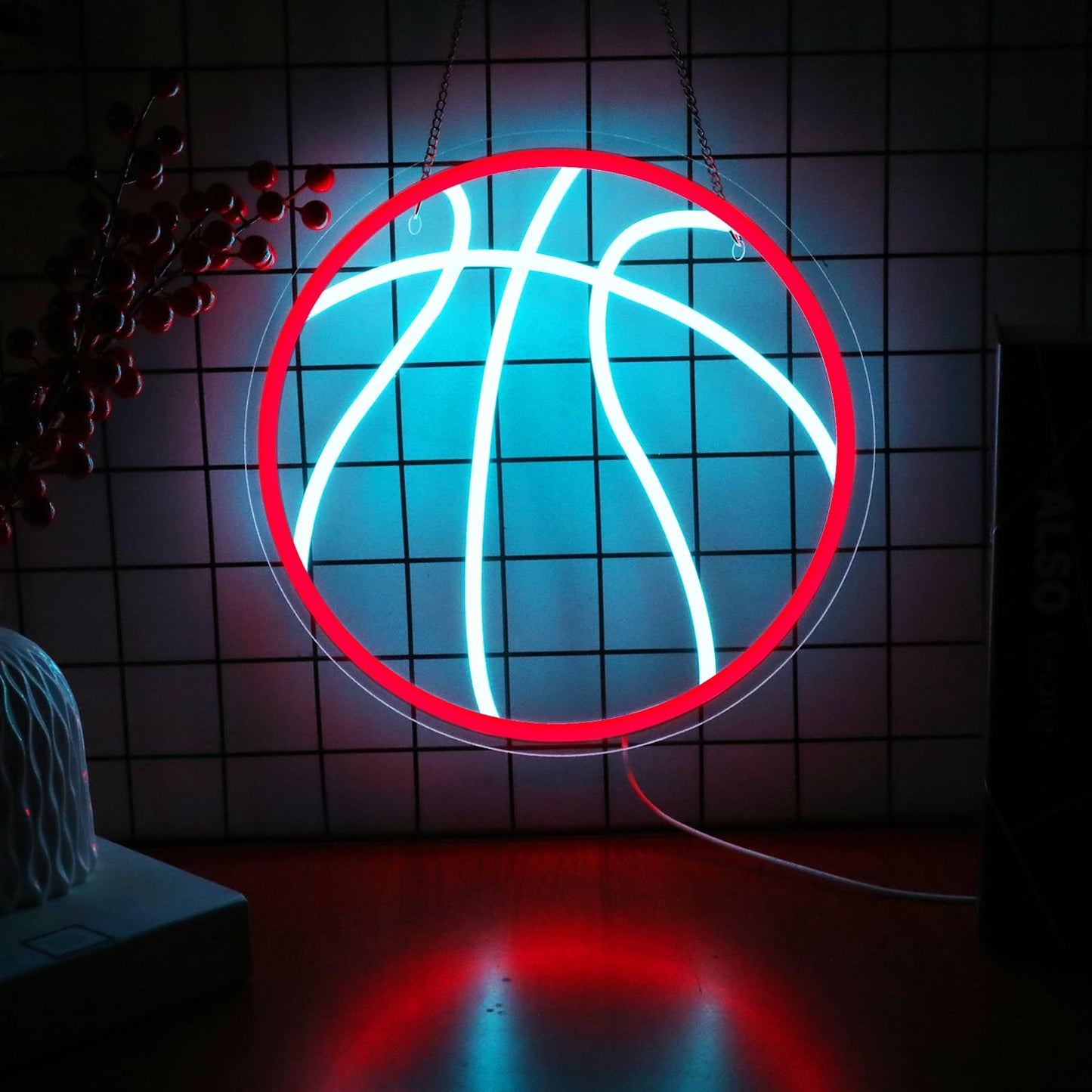 Neonawall 16'' Basketball Neon Sign for Home Decor, Large Led Sign Sports Neon Light, Bedroom Living Room Home Gym Wall Table Decor, Gift for Teen Boy Men Women