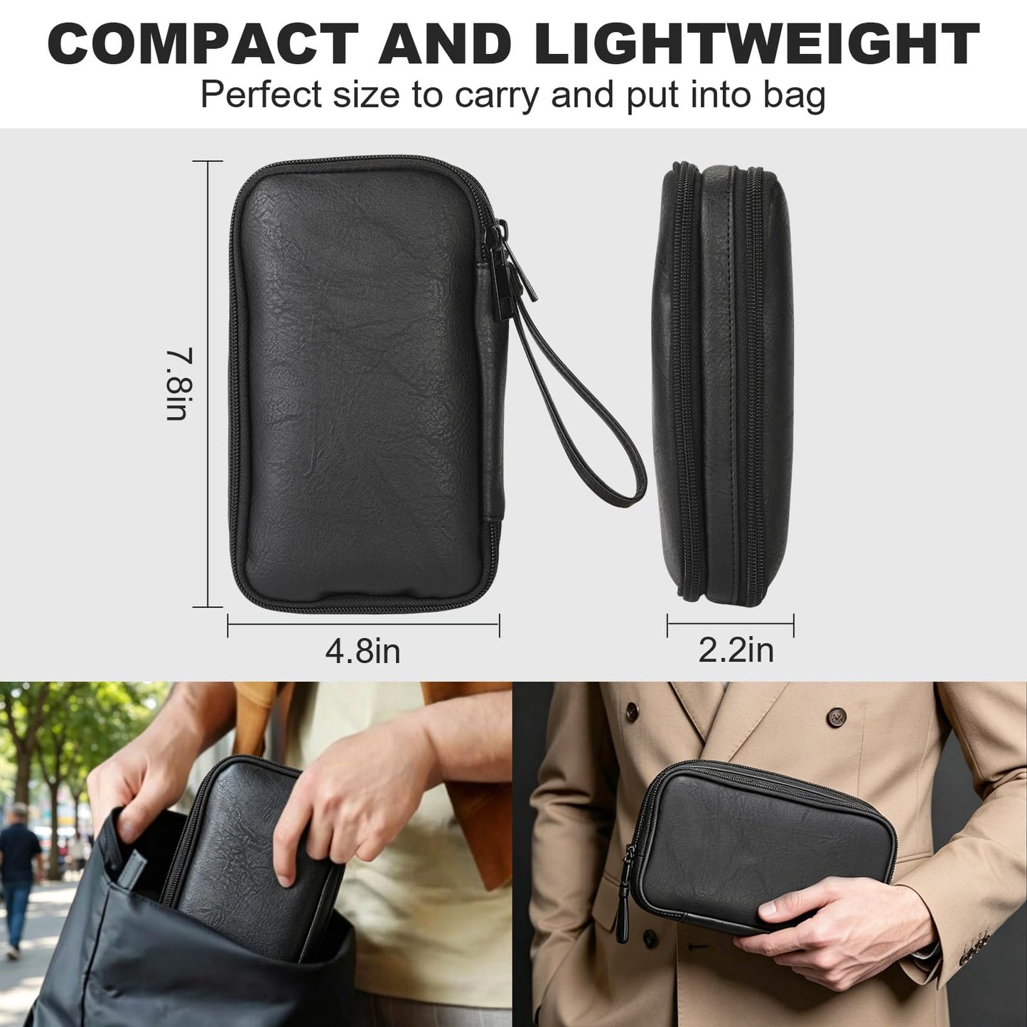Ezday Travel Cable Organizer Bag, Electronic Accessories Carry Pouch, Portable Waterproof Double Layers All-in-One Storage Bag for Cord, Charger, Phone, Earphone (Black, Small)