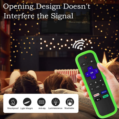 Silicone Protective Controller Cover fits for Roku TV Voice Remote | Element Roku | Westinghouse Roku TV Controller Cover,Glow in The Dark