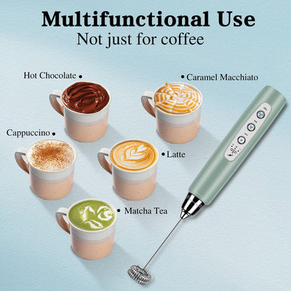 Milk Frother Handheld for Coffee, Electric Whisk 3 Speed Adjustable, Drink Mixer with Stainless 3 Whisks, Rechargeable Hand Frother Wand, Foam Maker for Latte Cappuccino Matcha Egg Silver