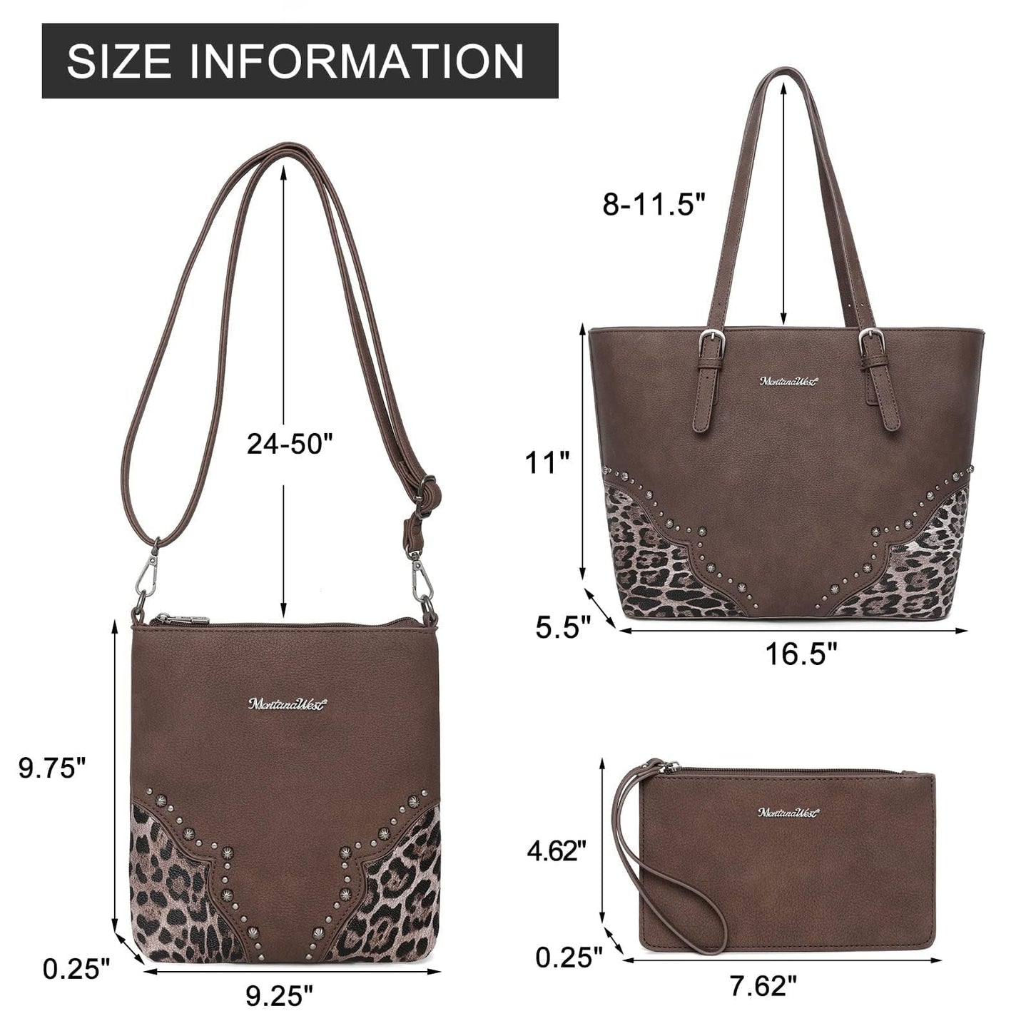 Montana West Purses and Handbags for Women 3pcs Hand Bags Tote Purse and Wallet Set Shoulder Satchel Bag for Women Leopard Print gifts MWC3-G058CF