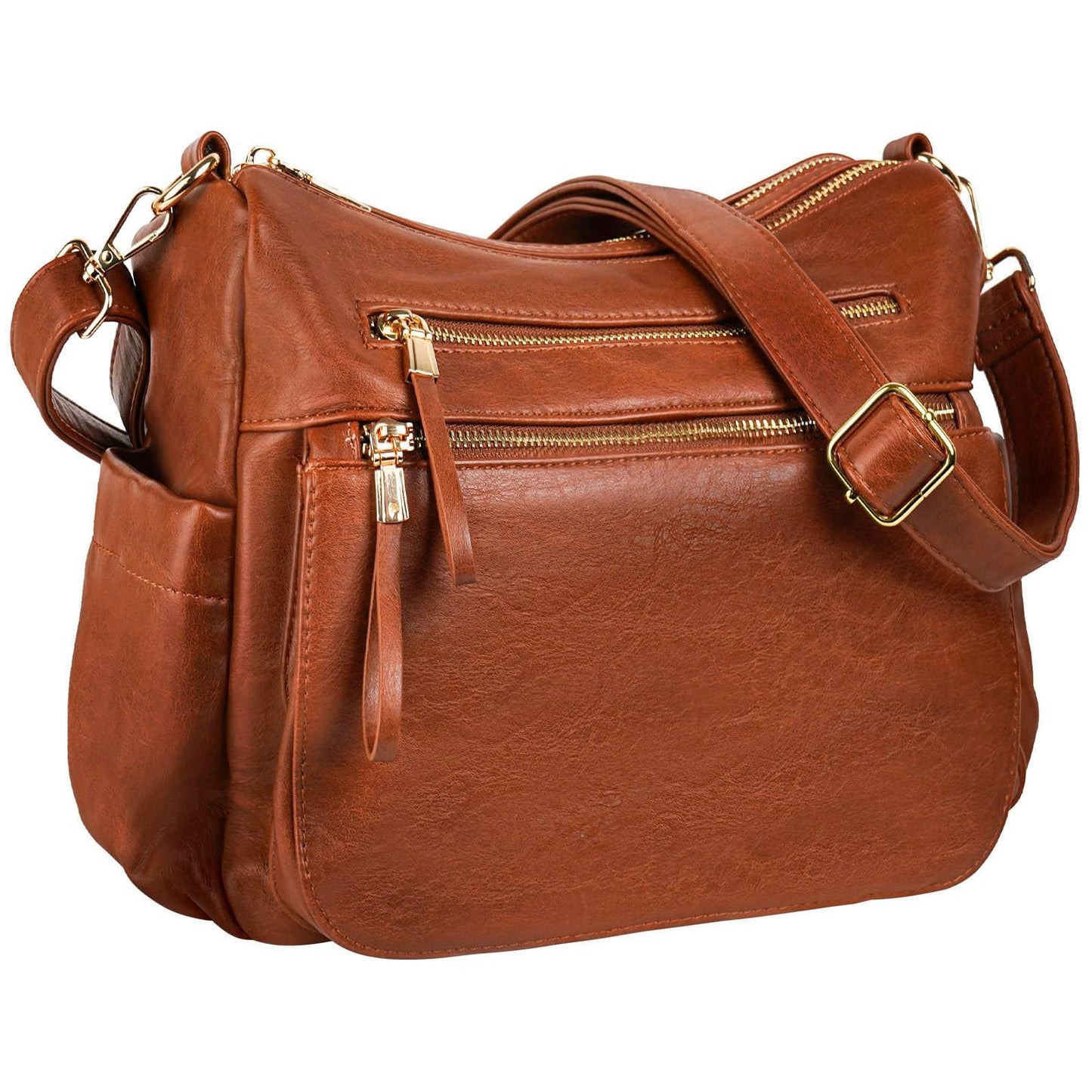KOGTLA Medium Crossbody Purses for Women, Ladies Roomy Shoulder Bags, Multi Pockets Hobo Handbags Brown