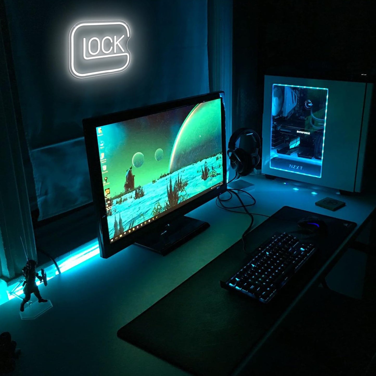 Lock Neon Signs for Wall Decor,Dimmable Game Neon Light for Gamer,Usb Powered Gaming Lights for Man Cave Bedroom Game Room Bar Birthday Gifts(9.8 * 11.8in)