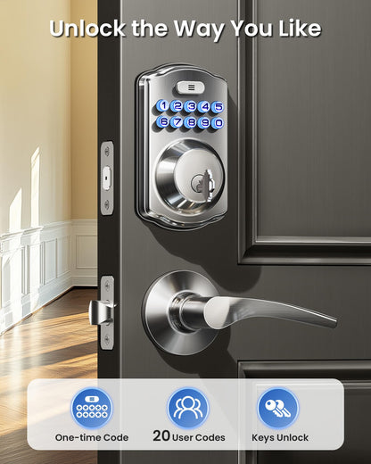 Veise Keyless Entry Door Lock with 2 Lever Handles - Electronic Keypad Deadbolt, Easy Installation Digital Smart Front Door Lock Set, Oil Rubbed Bronze