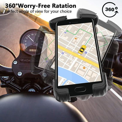 Marspeeder Bike Motorcycle Phone Mount,[Super Stable Metal] Bike Motorcycle Phone Holder with Security Lock, Bicycle Phone Mount with Soft Cushion & Adjustable Clip Compatible with 4.7''-6.8'' Phone