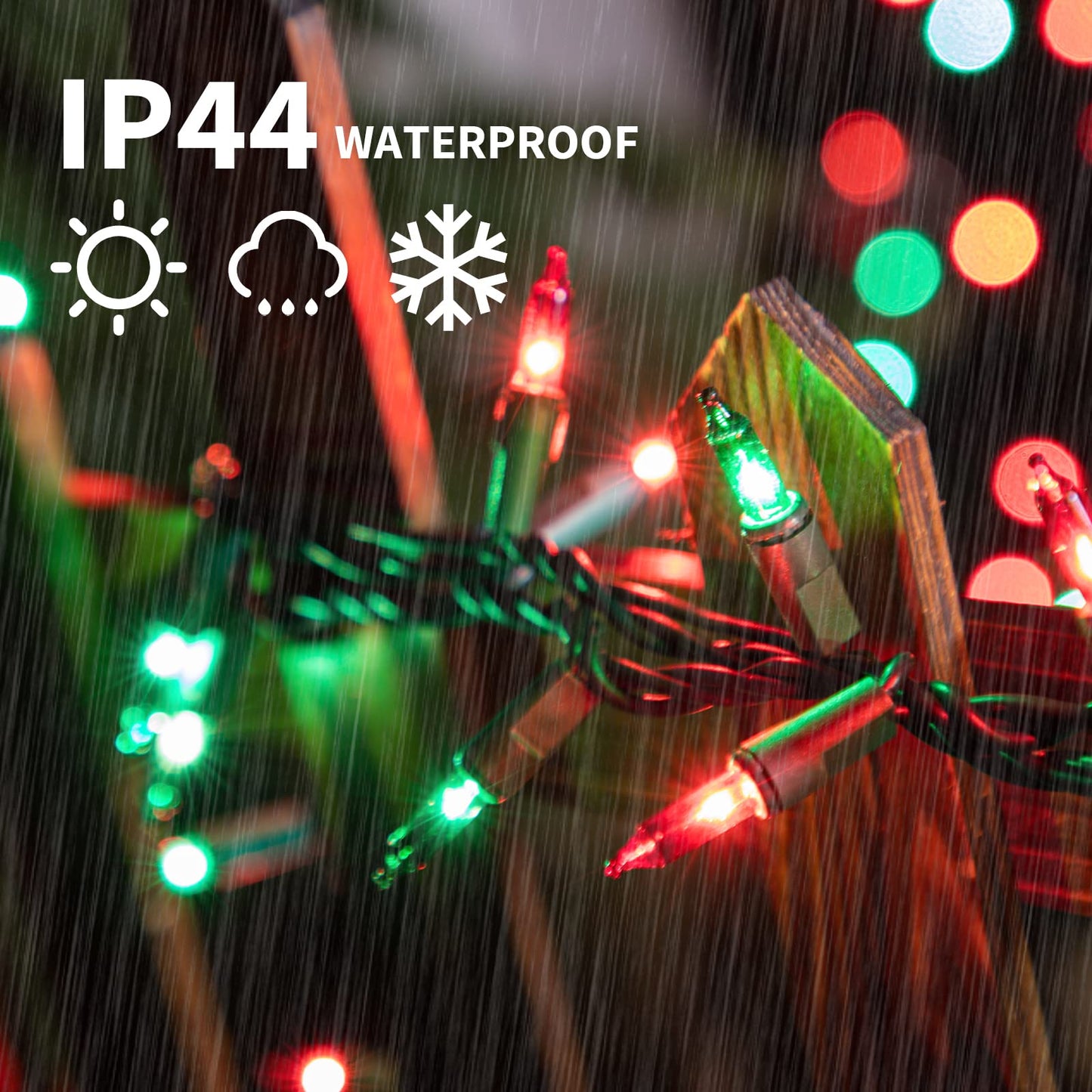 LAMPHOME Super-Bright Extendable Christmas Lights Decoration 100 Lights 19.6ft UL Certified Mini Bulb String Lights for Outdoor Christmas Tree Garden Party Patio Garland Decor (Red+Green)