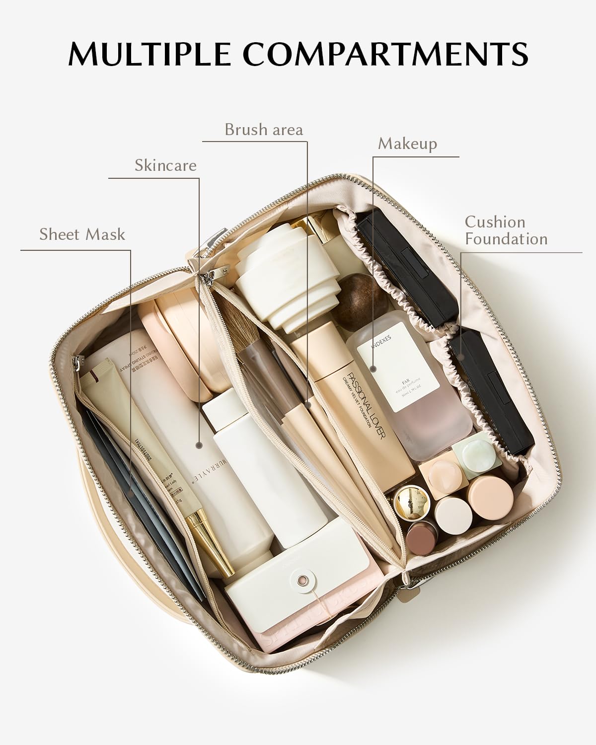 EACHY Personalized Makeup Bag, Travel Cosmetic Bags for Women with Zipper & Handle, Christmas or Birthday Gift for Mom, Wife and Friends
