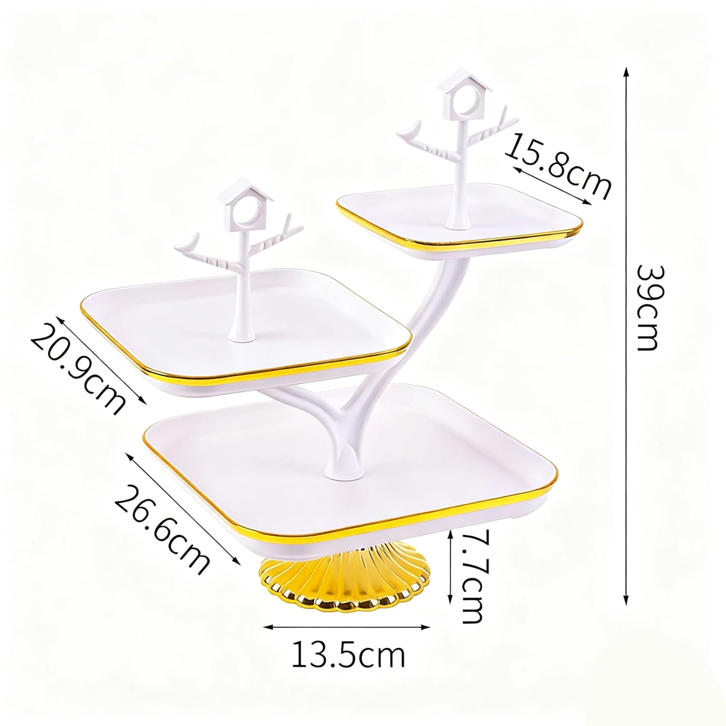 3 Tier Cupcake Stand, Plastic Tiered Dessert Serving Tray, Square Dessert Table Display Set for Cupcakes, Cookies, Macarons, Ideal for Baby Shower, Birthday, Wedding, Tea Party & Home Decor