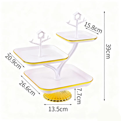 3 Tier Cupcake Stand, Plastic Tiered Dessert Serving Tray, Square Dessert Table Display Set for Cupcakes, Cookies, Macarons, Ideal for Baby Shower, Birthday, Wedding, Tea Party & Home Decor