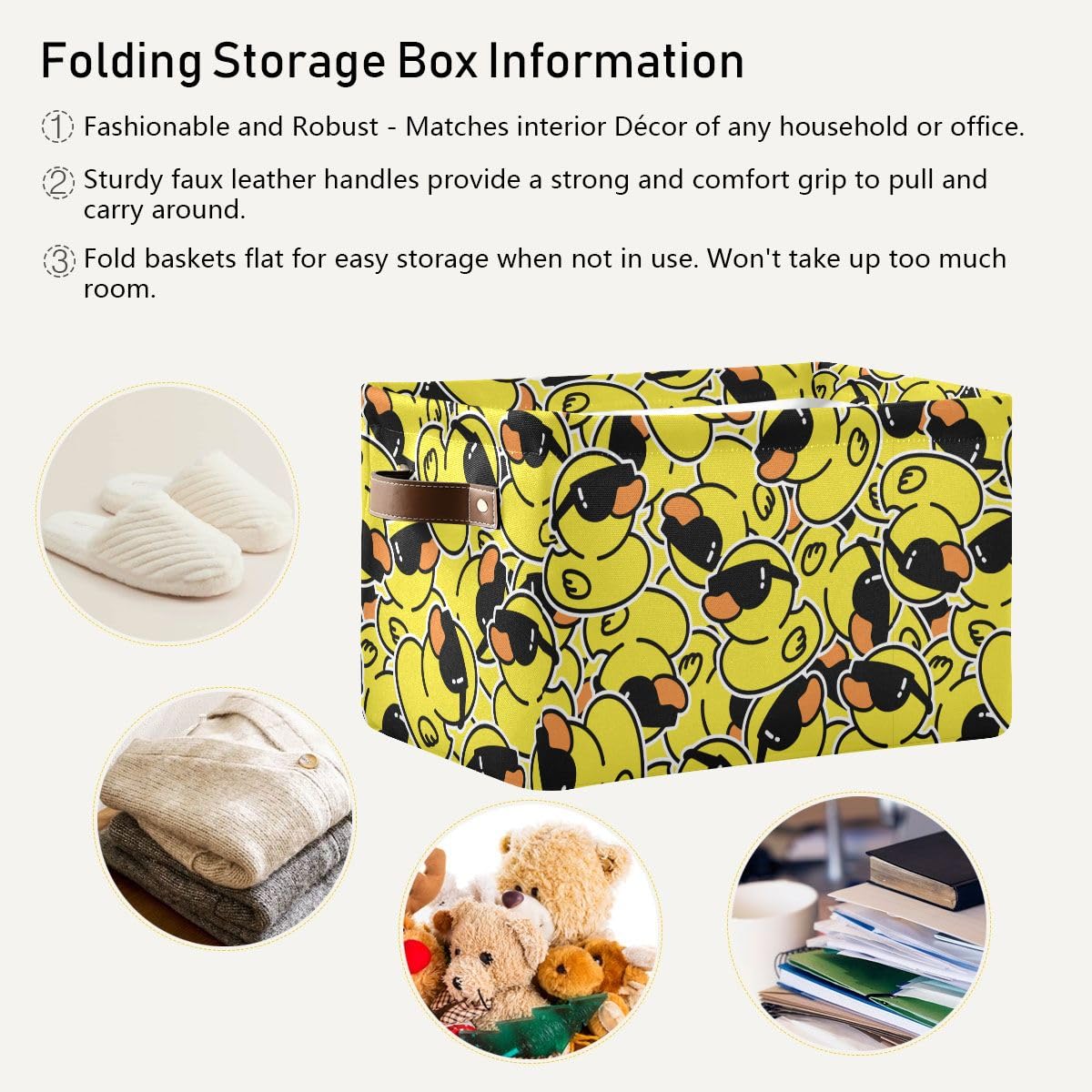 Duck Rectangular Storage Basket Organizer Bin Shelf Baskets For Clothes Gifts For Home Office Dorm
