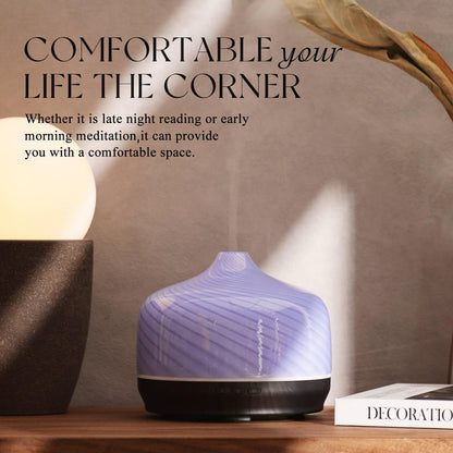 Porseme 500ml Essential Oil Diffuser, Aroma Ultrasonic Humidifier with Remote Control, BPA Free, Auto Shut-Off, Timer Setting for Large Room Sleeping Yoga