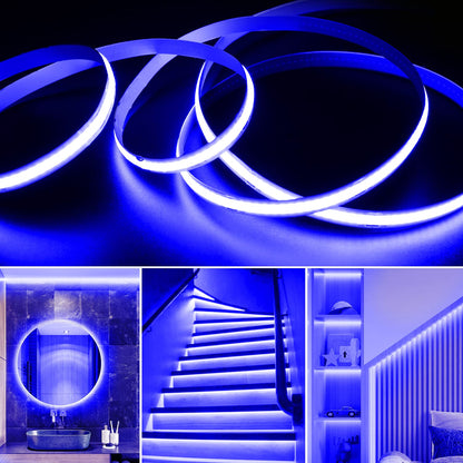Smacen USB Powered COB Led Strip Lights, 6.56Ft Battery Operated Blue LED Strip Lights, High Brightness Flexible LED Tape Lights for Room, Cabinet, Bedroom, Kitchen, Party, Home DIY Indoor Deco