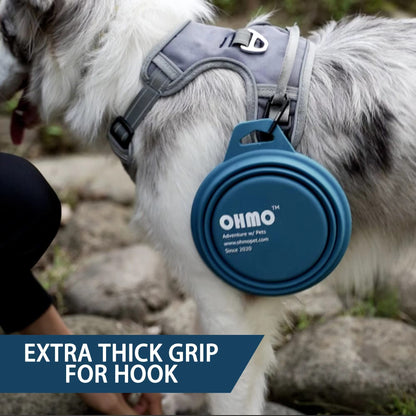 OHMO Collapsible Dog Bowl(2 Pack, Peacock&Light Blue 12oz/400ml) Premium Silicone Pet Water Bowls for Cats & Dogs, Portable Dog Travel Bowls Foldable for Outdoor Camping Hiking