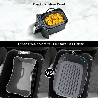 Silicone Air Fryer Liners 2 Pack, Reusable Liners Compatible for Ninja Foodi DZ201, DZ401, DZ550, COSORI, Chefman, Instant Air Fryer, and 6-in-1 8-10QT Air Fryer Baskets