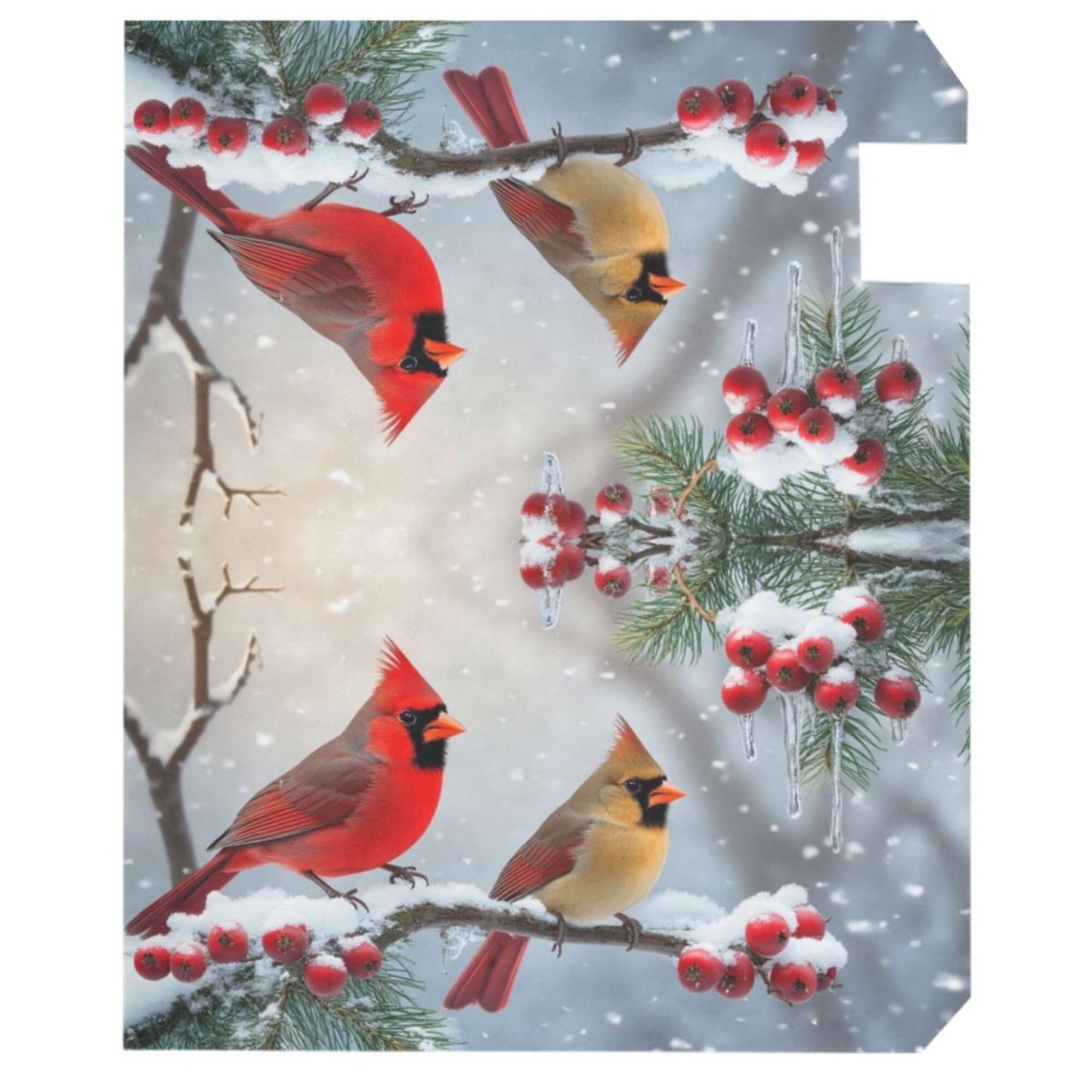 Winter Cardinal Birds Magnetic Mailbox Covers Christmas Snow Berry Mailbox Cover Over Size Full Magnet Garden Yard Porch Mail Boxes Cover Holiday Decorations 25" L x 21" W
