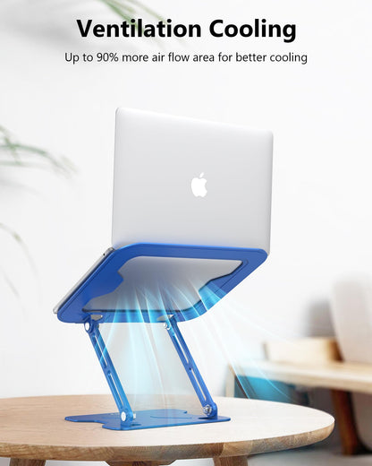 NTMY Adjustable Laptop Stand for Desk,Foldable Laptop Stand,Ergonomic Laptop Riser for MacBook Air Pro, Dell XPS, Acer,Lenovo,HP(10-16'')-Glacier Blue