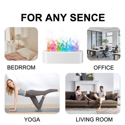 Colorful Flame Fire Diffuser Humidifier, 7 Colors Changing Oil Diffuser, Ultra-Quiet Aroma Essential Oils Aromatherapy Diffusers for Large Room, Bedroom, Office(Timeable, Waterless Auto off-150ml)