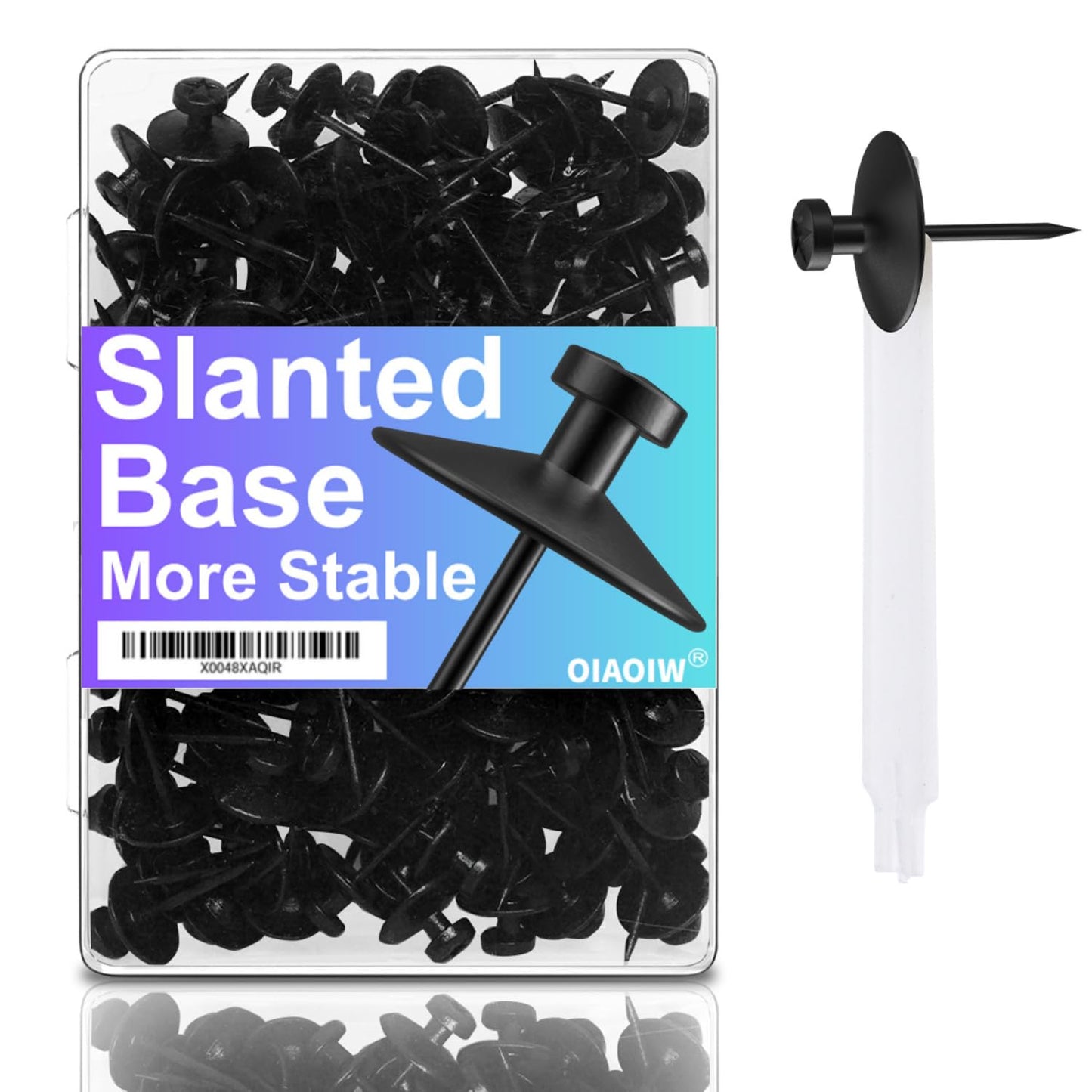 50pcs Black Thumb Tacks - Heavy Duty Double Headed Metal Wall Tacks