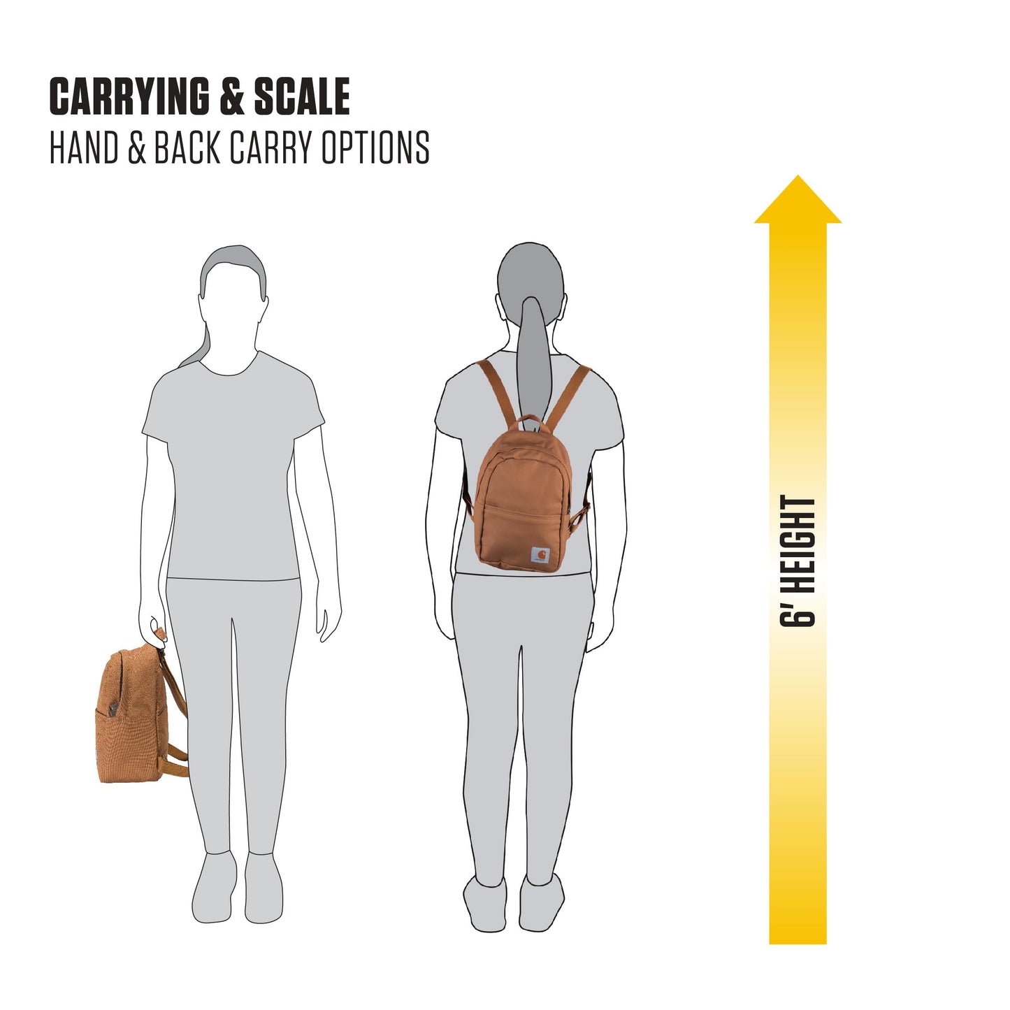 Carhartt Classic Mini Backpack, Durable, Water-Resistant Backpack with Adjustable Shoulder Straps, Carhartt Brown