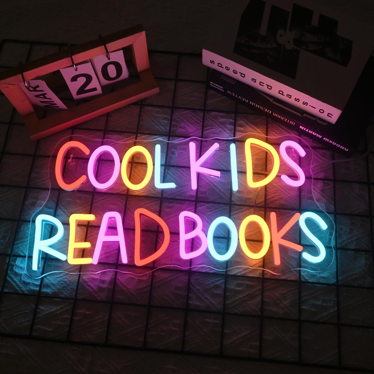 VVYXX Cool Kids Read Books Neon Sign Reading Corner for Kids Neon Signs for Wall Decor LED Light Library Classroom Book Club Christmas Gift for Teens