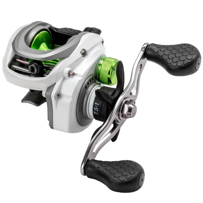Lew’s MACH 1 Baitcast Fishing Reel, 7+1 Bearings, 7.5:1 Gear Ratio, Graphite Frame and Sideplate, Multi-Setting Brake, Speed Gears, Left-Hand Retrieve
