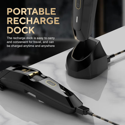 Men's Beard Trimmer - All-in-One Trimmer with Precision Dial - Premium Facial Hair Groomer - Adjustable 20 Length Setting, USB Recharge Dock, Cordless Waterproof Wet/Dry Clipper