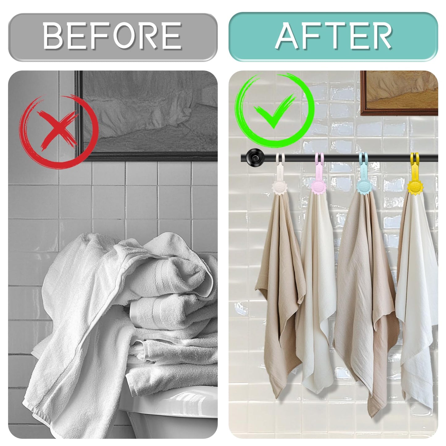 OASIEUM Magnetic Towel Clips 2Pack – Premium Multi-Scene Use Towel Hooks for Bathrooms, Kitchens, Showers & More – Keep Towels, Socks, Gloves, Aprons, and Small Tools Organized (Blue)
