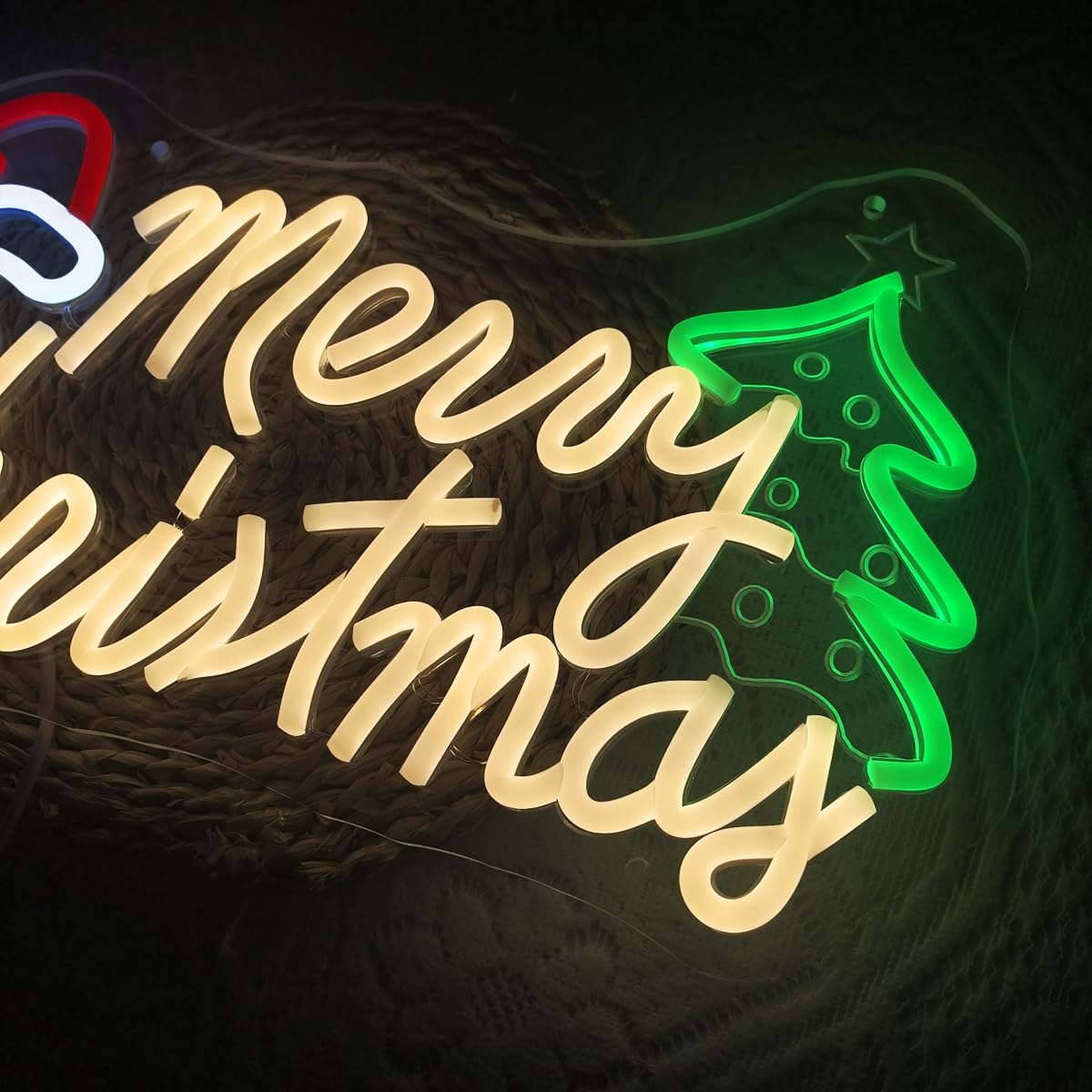 Merry Christmas Neon Sign Dimmable Led Neon Lights for Wall Decor USB Powered Christmas Decoration Xmas Light Up Sign for Party Home Window Bar Porch Front Door Holiday Gifts