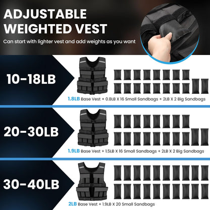 DMDG Adjustable Weighted Vest for Men Woman With Shoulder Pads 2lbs-30lbs, Weight Vest For Walking, Rucking, Cross Training, Running, Muscle Building - Breathable, Comfortable, Washable(2LB-30LB)