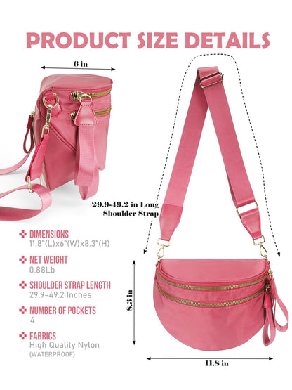 Pure Colour Crossbody Bag Bum Bag for Women,Spacious Purse Fanny Packs Belt Bag,Oversized Bum Bag (Colour Bum Bag-Beige)