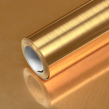 Cohoo Home Gold Stainless Steel Contact Paper for Appliances Gold Brushed Metal Look Wallpaper Stainless Steel Peel and Stick Self-Adhesive Waterproof Wallpaper for DIY Cabinets Decor 17.7inW 197inL