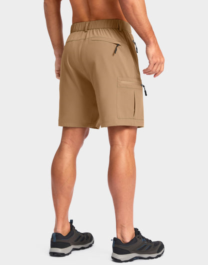 Pudolla Men's Hiking Cargo Shorts Lightweight 7" Travel Casual Shorts for Men Golf Work Outdoor with 5 Zipper Pockets(Dark Khaki 3X-Large)