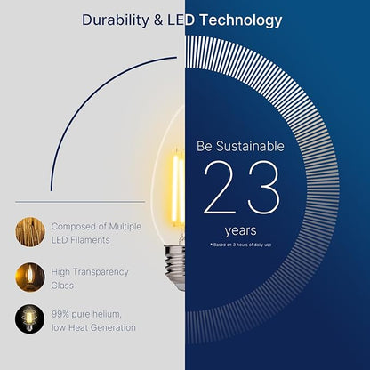 FLSNT 100W Equivalent LED Candelabra Bulbs, 800LM Dimmable LED Chandelier Light Bulbs, 2700K Soft White, E26 Base, 12 Pack UL,CA65 Listed.