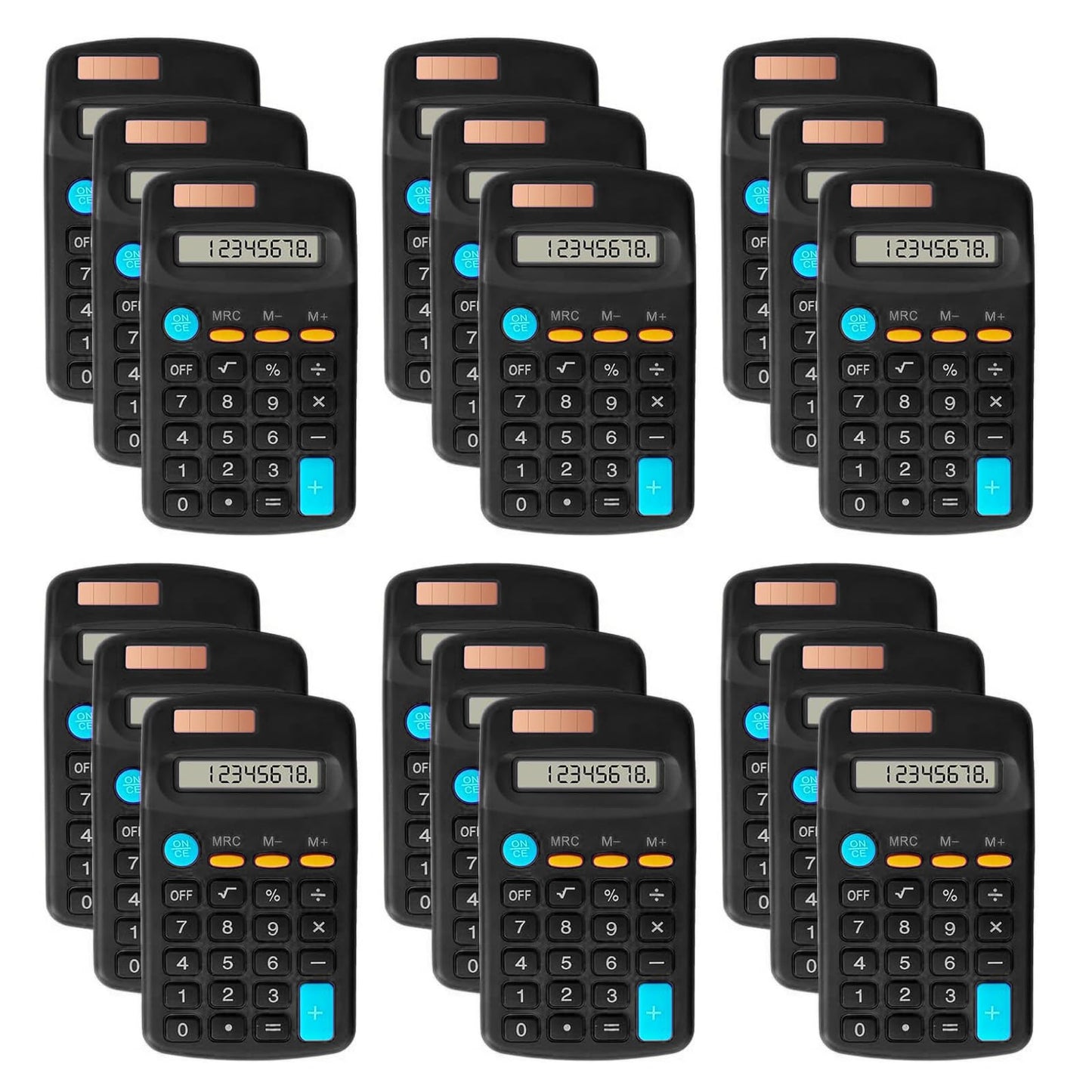 18 Pack Basic Calculators for Students, Pocket Calculator Bulk Classroom Mini Calculators Solar and Battery Dual Powered Handheld Calculator 8 Digit Display for Office School and Home (Black)